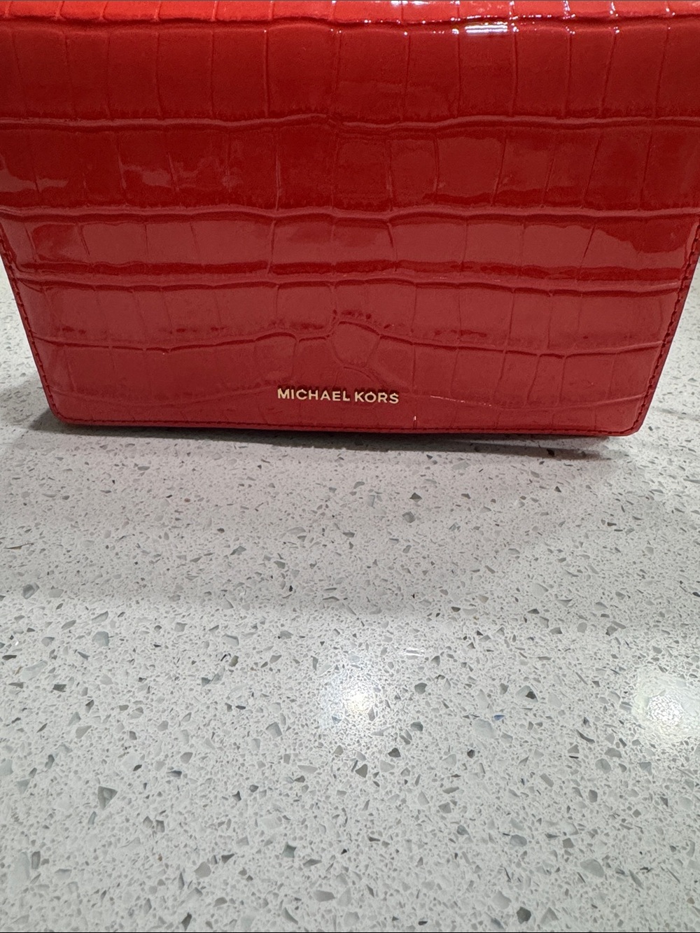 Michael Kors Glossy Red Croc-Embossed Crossbody Bag